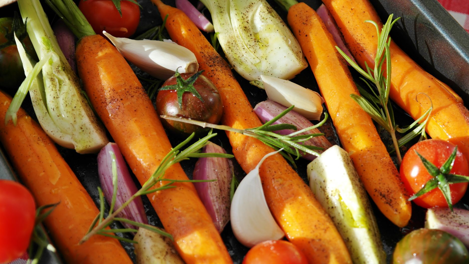 Colorful vegetables prepared for roasting
